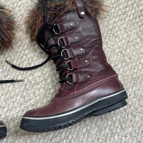 Sorel Joan of Arctic Faux Fur Waterproof Snow Boots in Red Wood - Picture 4 of 12